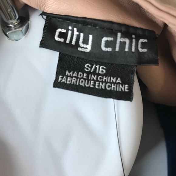 City Chic Faux Leather Crop Biker Jacket Taupe Plus Size - Picture 8 of 13